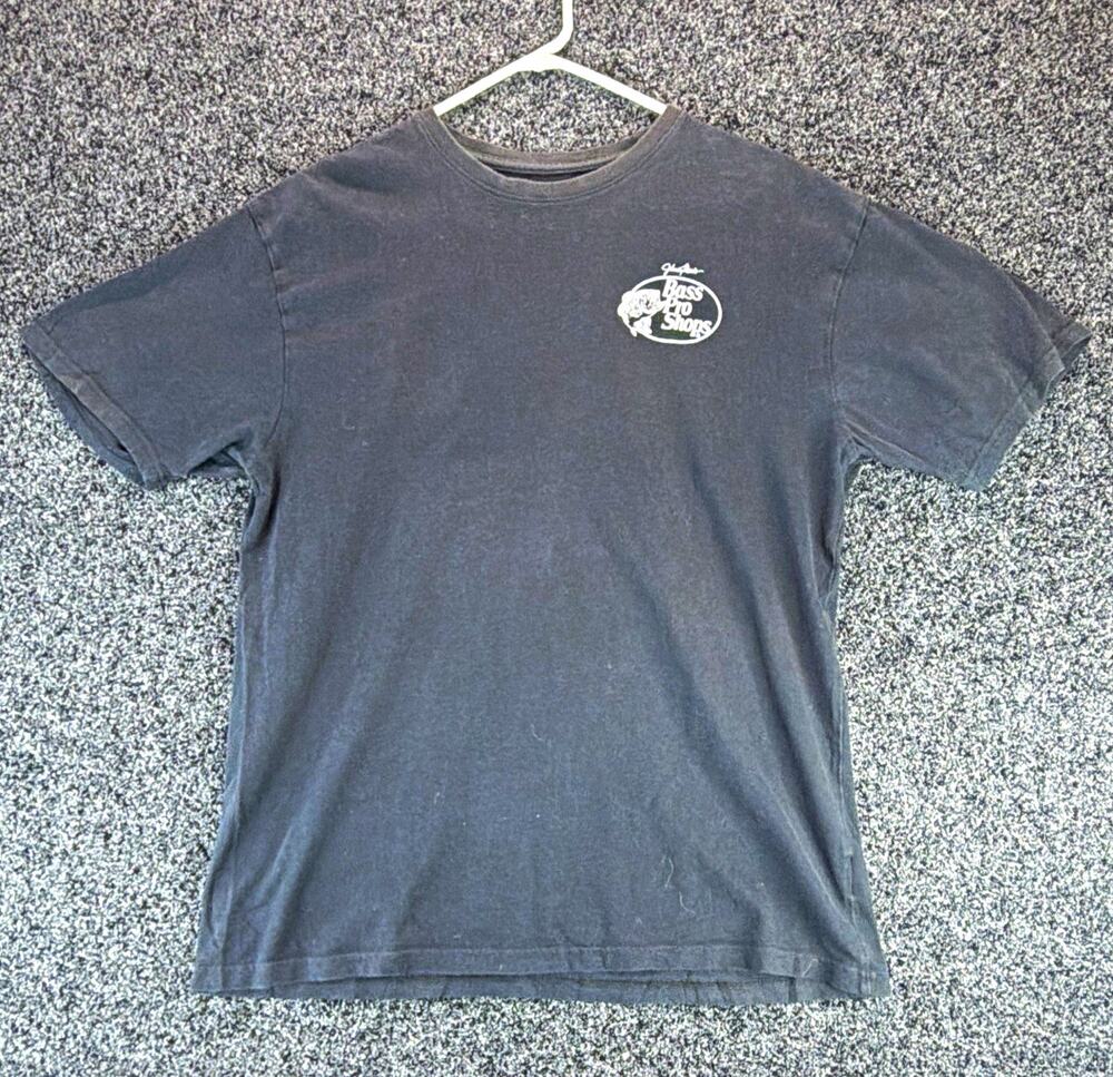 Bass Pro Shops Men's Black Cowboys Reel Graphic Logo Cotton Knit Tee L